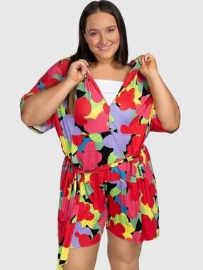 Oodie Multicolor V-Neck Short Romper